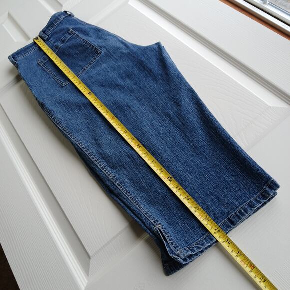 Gloria Vanderbilt Denim Capri Pants size 14 dark grey blue patch pockets jeans - Picture 10 of 14